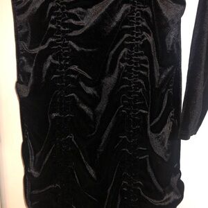wild fable Black Velvet Ruched Long Sleeve Dress